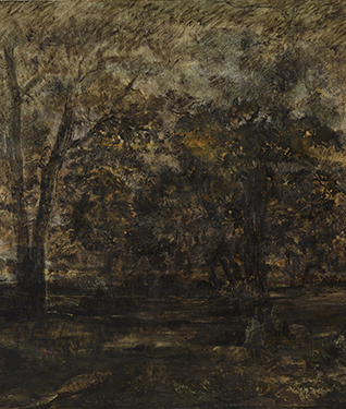 Théodore Rousseau. Solnedgang i skoven. 1847. Fotograf Anders Sune Berg. Ordrupgaards franske samling.