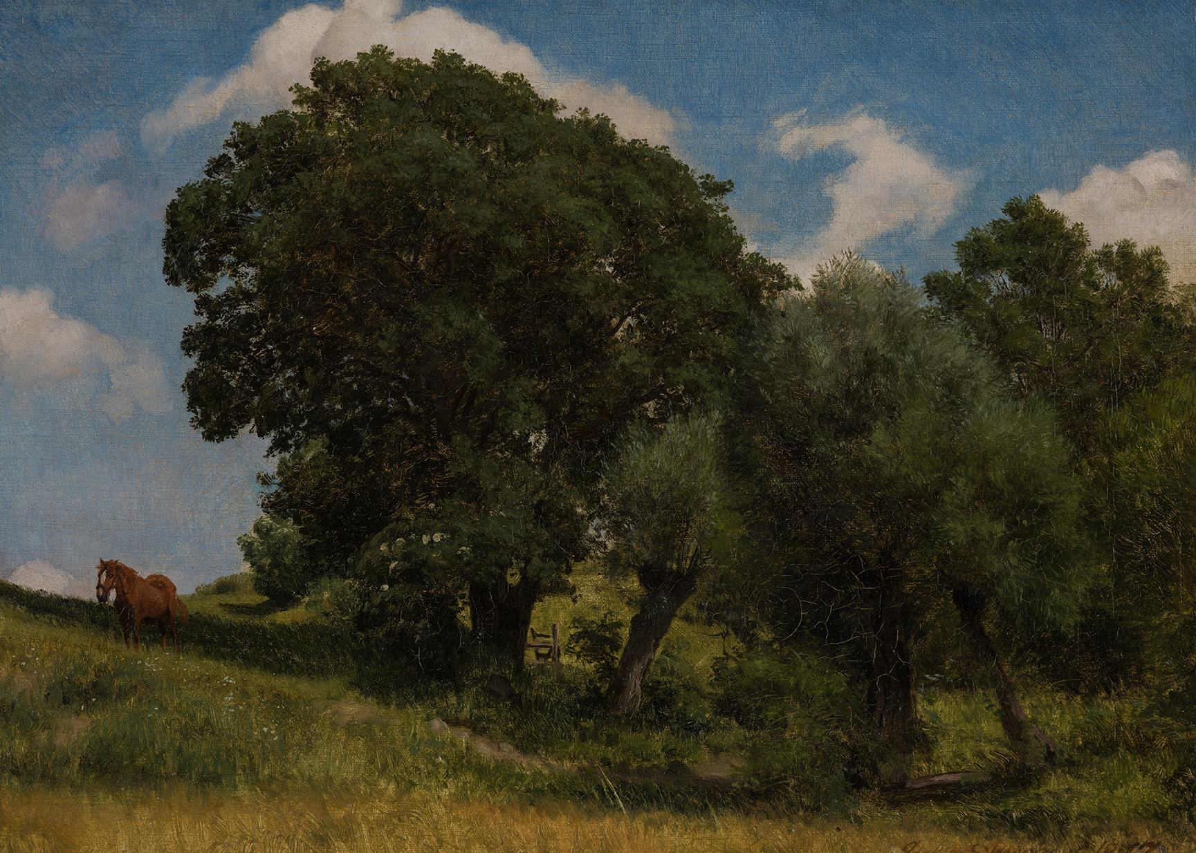Joakim Skovgaard. Træer ved et gærde. 1877. Inv.nr. 9 WH. Fotograf Anders Sune Berg