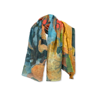 Tørklæde, med motiv af Jan Verkade, Landskab med høstakke. Køb det her i Ordrupgaards Webshop