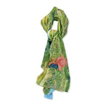 Tørklæde, med motiv af Peter Hansen, Høslet på engen, Sydfyn. Køb i Webshoppen Ordrupgaard