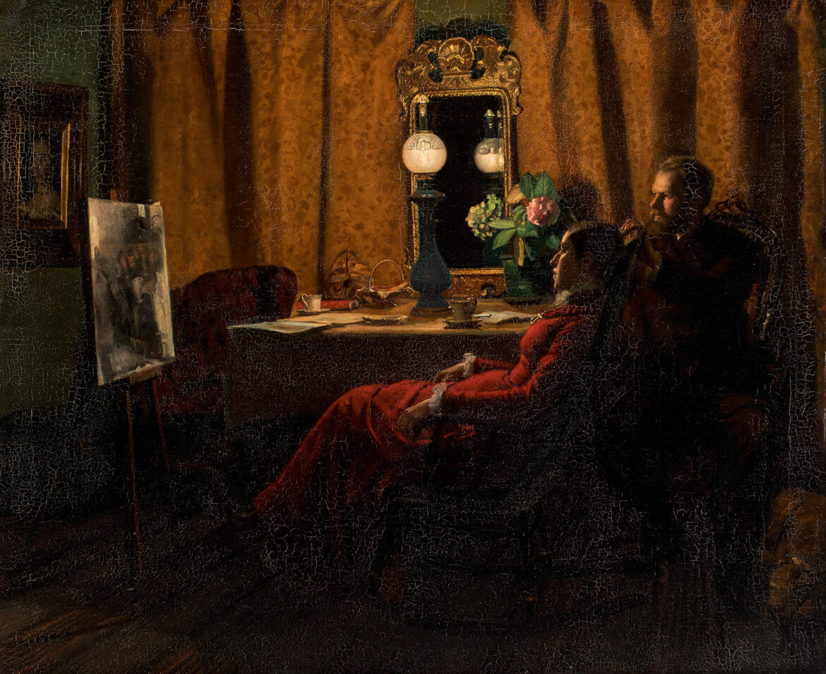 Anna og Michael Ancher, Dagens arbejde bedømmes, 1883, Statens Museum for Kunst, deponeret på Skagens Kunstmuseer