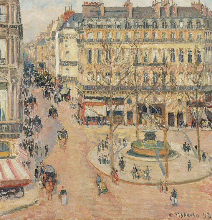 Camille Pissarro. Rue Saint-Honoré, sol, morgen. Place du Théâtre Français. 1898. Fotograf Anders Sune Berg