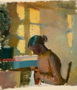 Anna Ancher, Syende pige i interiør, ca. 1890, Skagens Kunstmuseer