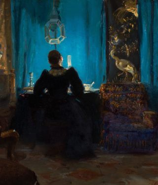 Anna og Michael Ancher, Stuen med det blå gardin, (1892), tilhører Skagens Kunstmuseer