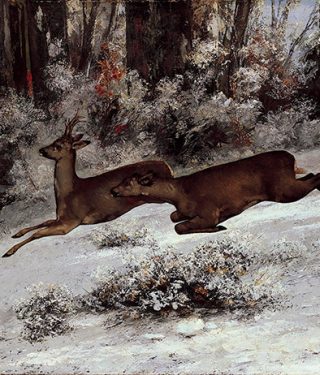 Gustave Courbet. Vildsporet, jagtscene med rådyr, (Franche-Comté, 1866). 1866. Fotograf Pernille Klemp.