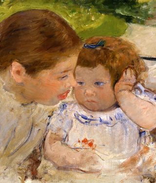 Mary Cassatt (1844-1926), Susan trøster babyen nr. 1, ca. 1881, The Columbus Museum of Art
