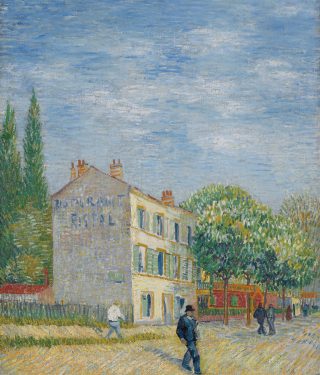Vincent van Gogh. "Restaurant Rispal at Asnières", 1887. Oil on canvas, 73,3 × 60 cm. The Nelson-Atkins Museum of Art.  Gift of Henry W. & Marion H. Bloch, 2015.13.10.  Image courtesy of Nelson-Atkins Digital Production & Preservation, Gabe Hopkins