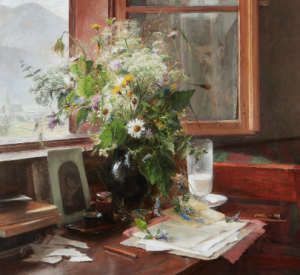 Bertha Wegmanns maleri "Mit yndlingsvindue (Interiør fra Jenbach, Tyrol) (1889).