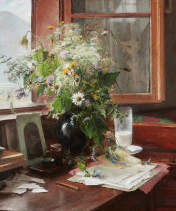 Bertha Wegmanns maleri "Mit yndlingsvindue (Interiør fra Jenbach, Tyrol) (1889).